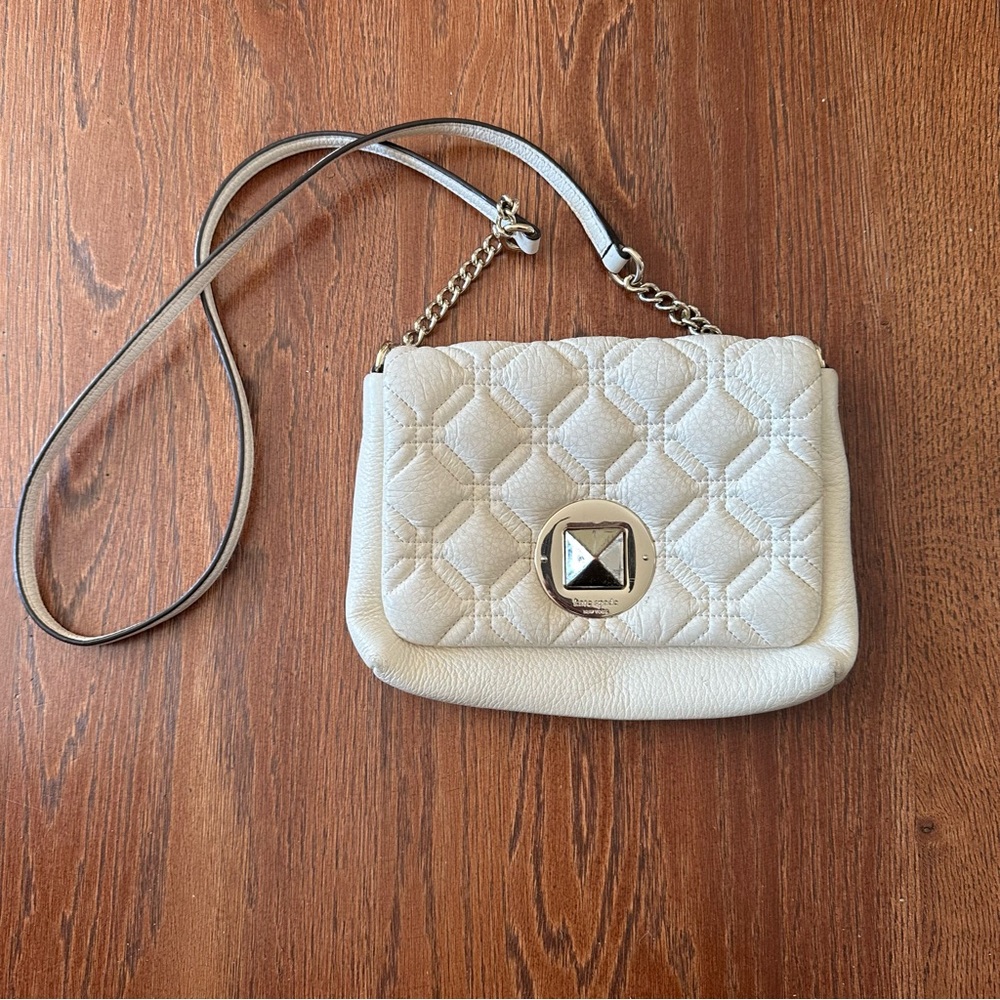 Kate Spade Cream Quilted Leather Crossbody with Chain Strap